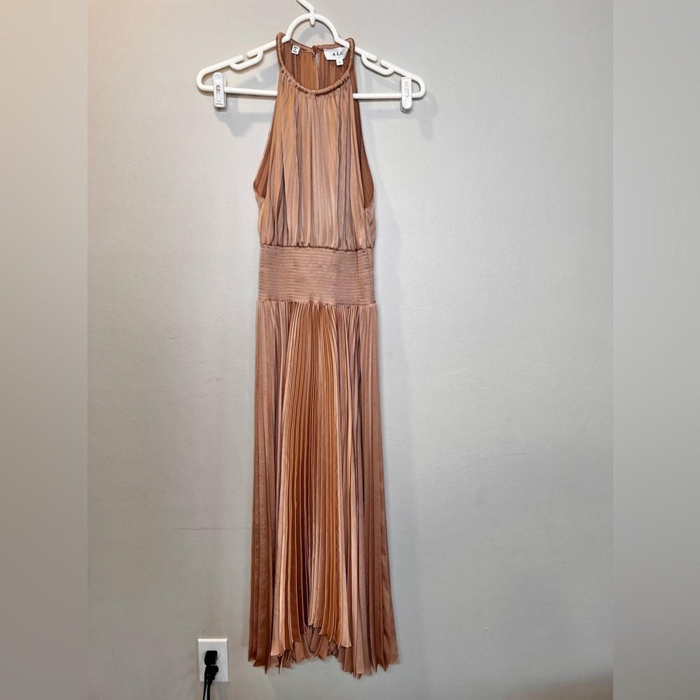 A.L.C Renzo II Satin Pleated In Bella Nude Dress Size 2/XS EUC - Picture 4 of 9